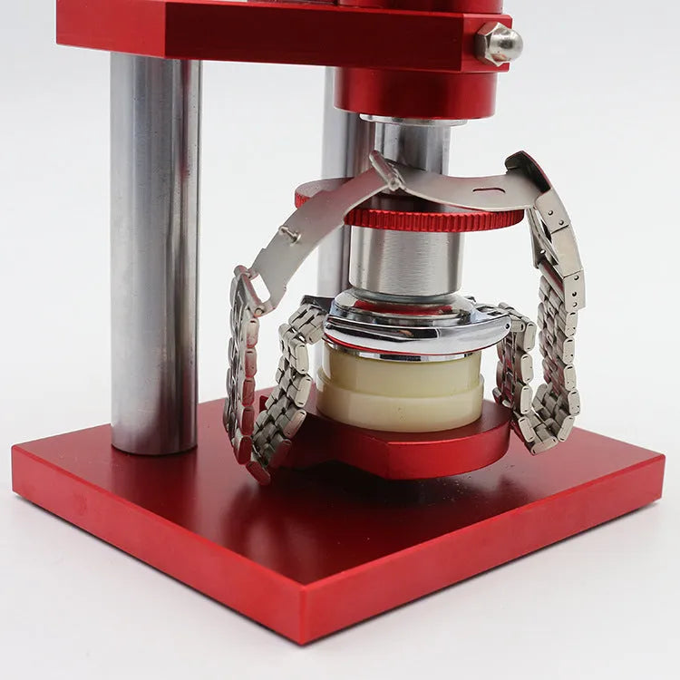 Watch repair tool with spiral cap presser and 20 plastic molds for back cover pressing