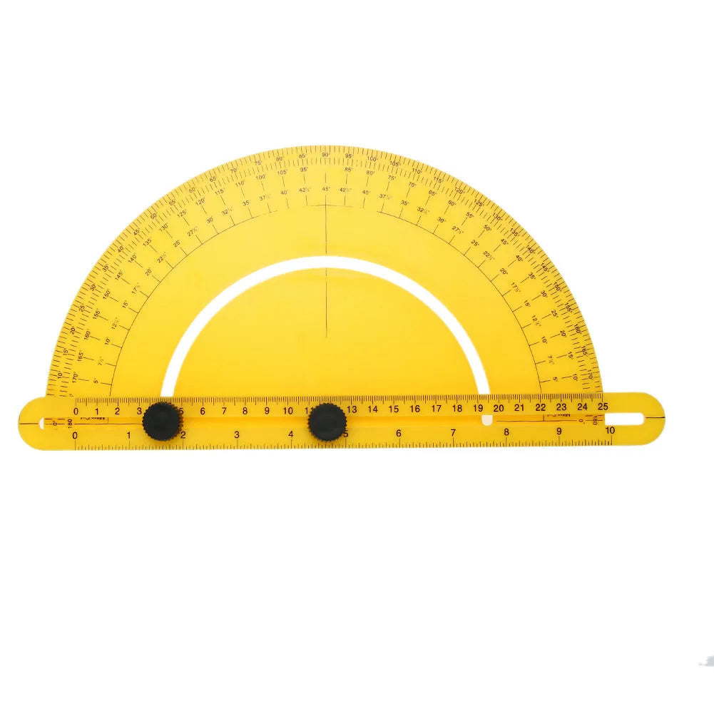 180 degree carpentry ruler tool with plastic square and measuring arm for angle measurement