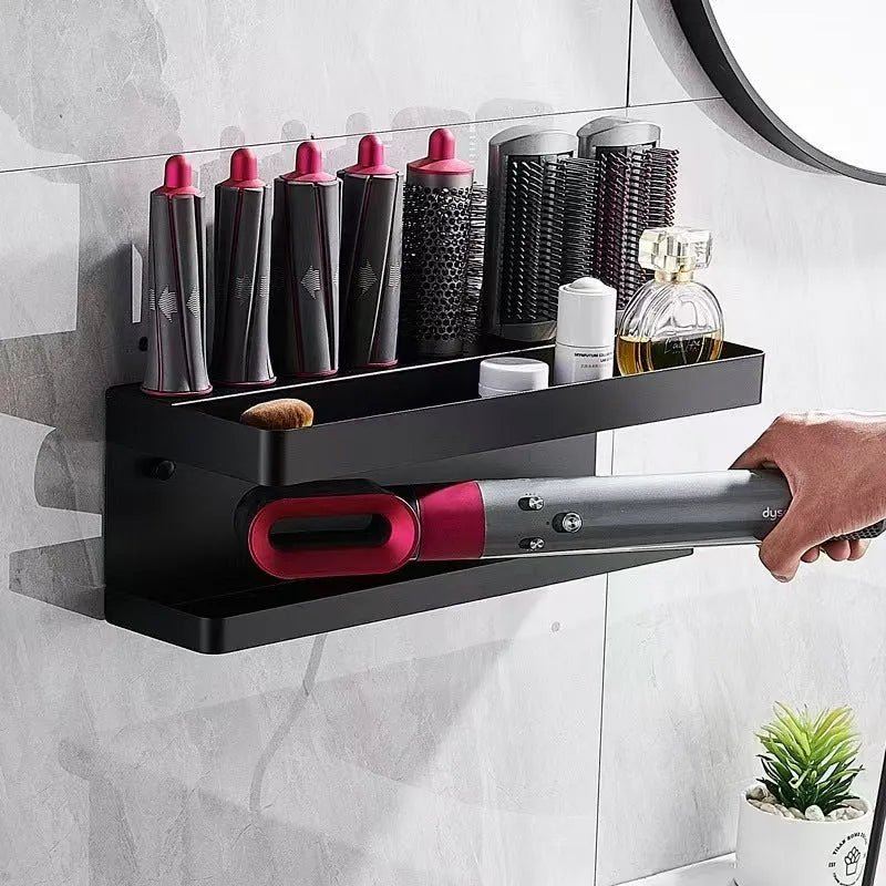 White double-layer bathroom storage rack for Marcel wavers with punch-free installation