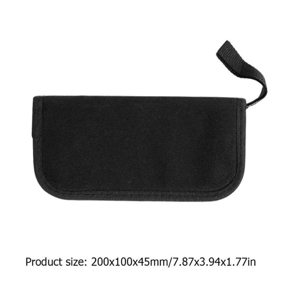 Black plastic case open to reveal a guitar and bass repair tool kit with metal tools for mandolin and banjo maintenance.