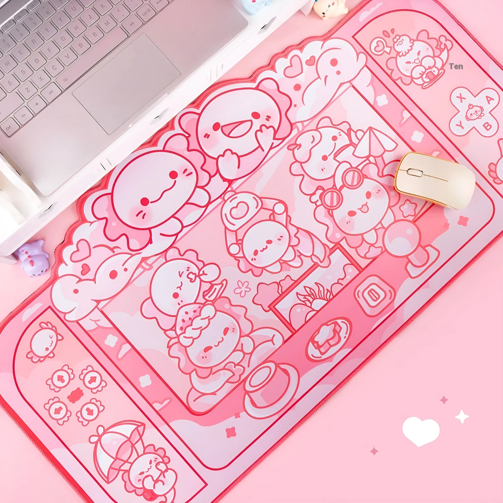 Hexagonal dragon crane machine cartoon anime design on large 75x40cm cloth mouse pad with wrist strap