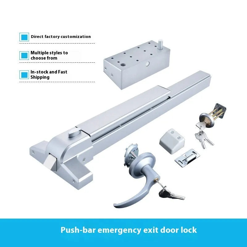 Stainless steel fireproof door push lock with external handle for 65cm baked paint single doors