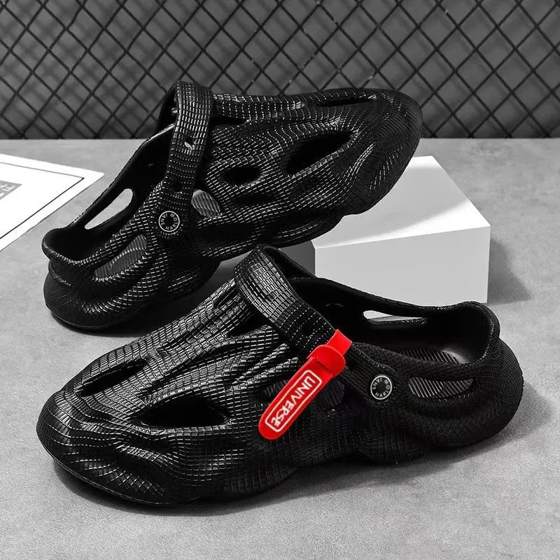 EVA foam coconut slippers in black, grey, khaki, and white colours with closed toe design for beach and home use