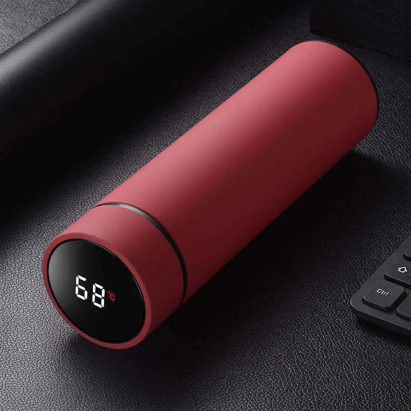 Black stainless steel vacuum water bottle with arrow-shaped mouth, 450ml capacity.