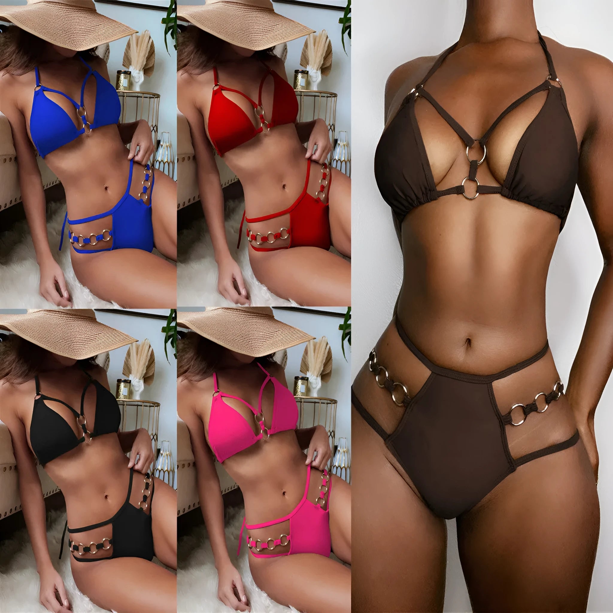 Women's separated bikini swimwear set with shorts in nylon fabric