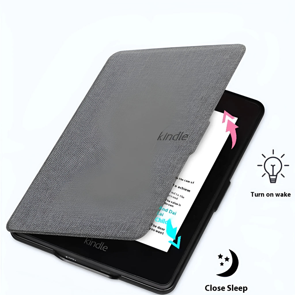 Linen leather texture magnetic closure hard case for Kindle Paperwhite in multiple colour options