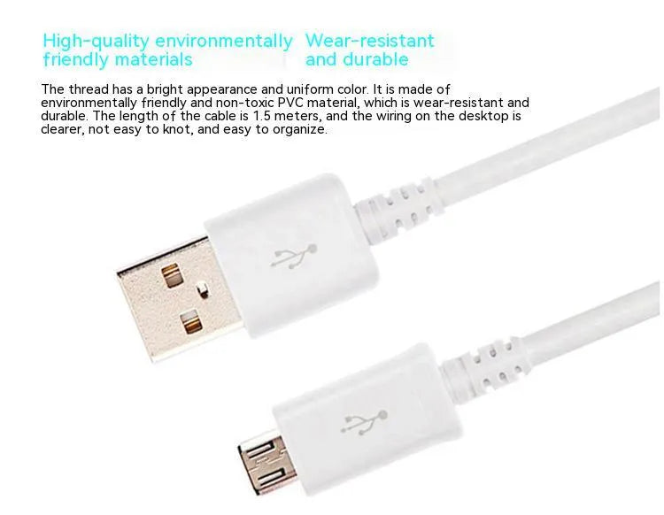 Black and white 1 metre Android Micro USB charging and data cable
