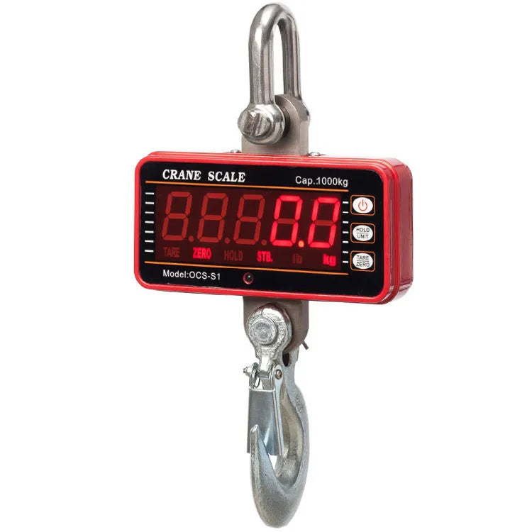 Orange electronic crane scale with digital display for industrial weighing up to 500kg capacity