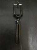 Black and silver desktop phone holder with adjustable two-section bracket