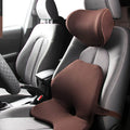 Car lumbar support cushion made with memory cotton, shown in beige, black, coffee, and grey colour options.