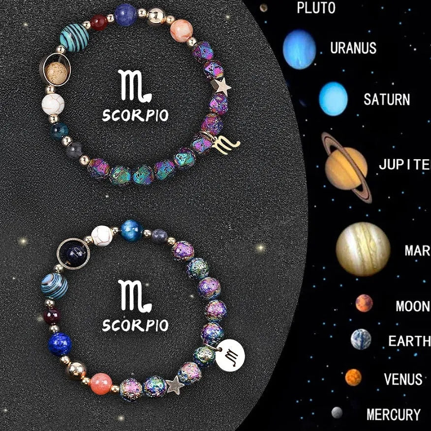 Natural stone bead bracelet for Chinese zodiac signs on a wrist.