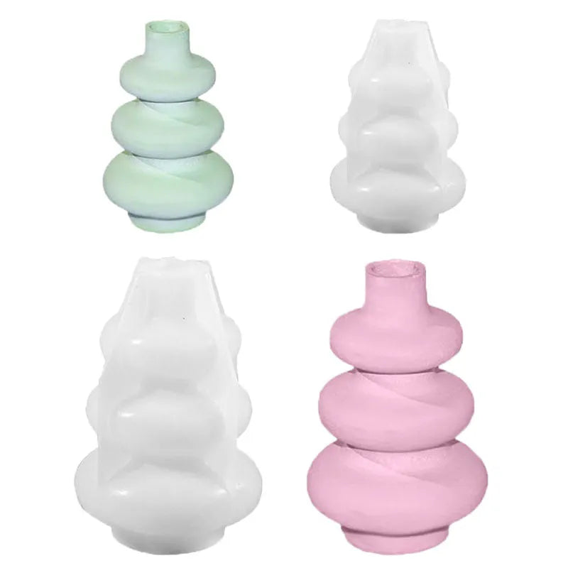 Three layer circular vase ornaments silicone baking mould in modern simple style