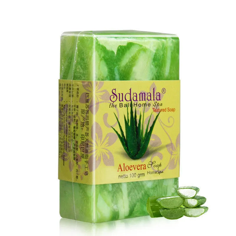 Aloe handmade soap 100g bar with coconut oil, palm oil, and aloe extract for face wash and bath