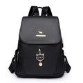 Women's soft Pu leather street style backpack with three-dimensional pockets in black, blue, or taro purple