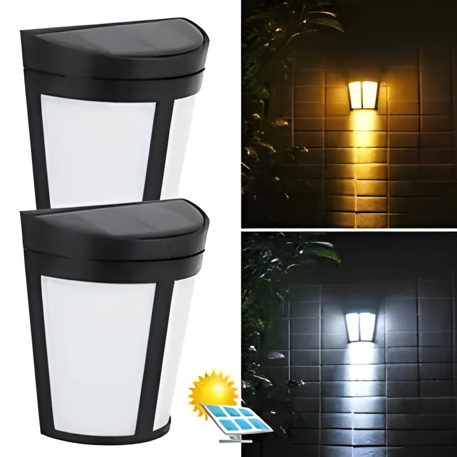 Solar wall lamp with 6 LED outdoor lights for garden courtyard waterproof IP65 rated