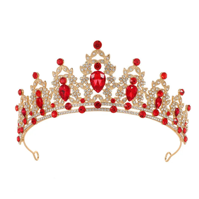 Baroque crown style bride headdress with rhinestones on an alloy base.