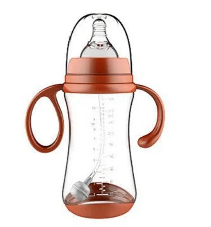 BPA-free PP baby feeding bottle with double handle and wide caliber, available in 180mL, 240mL and 300mL