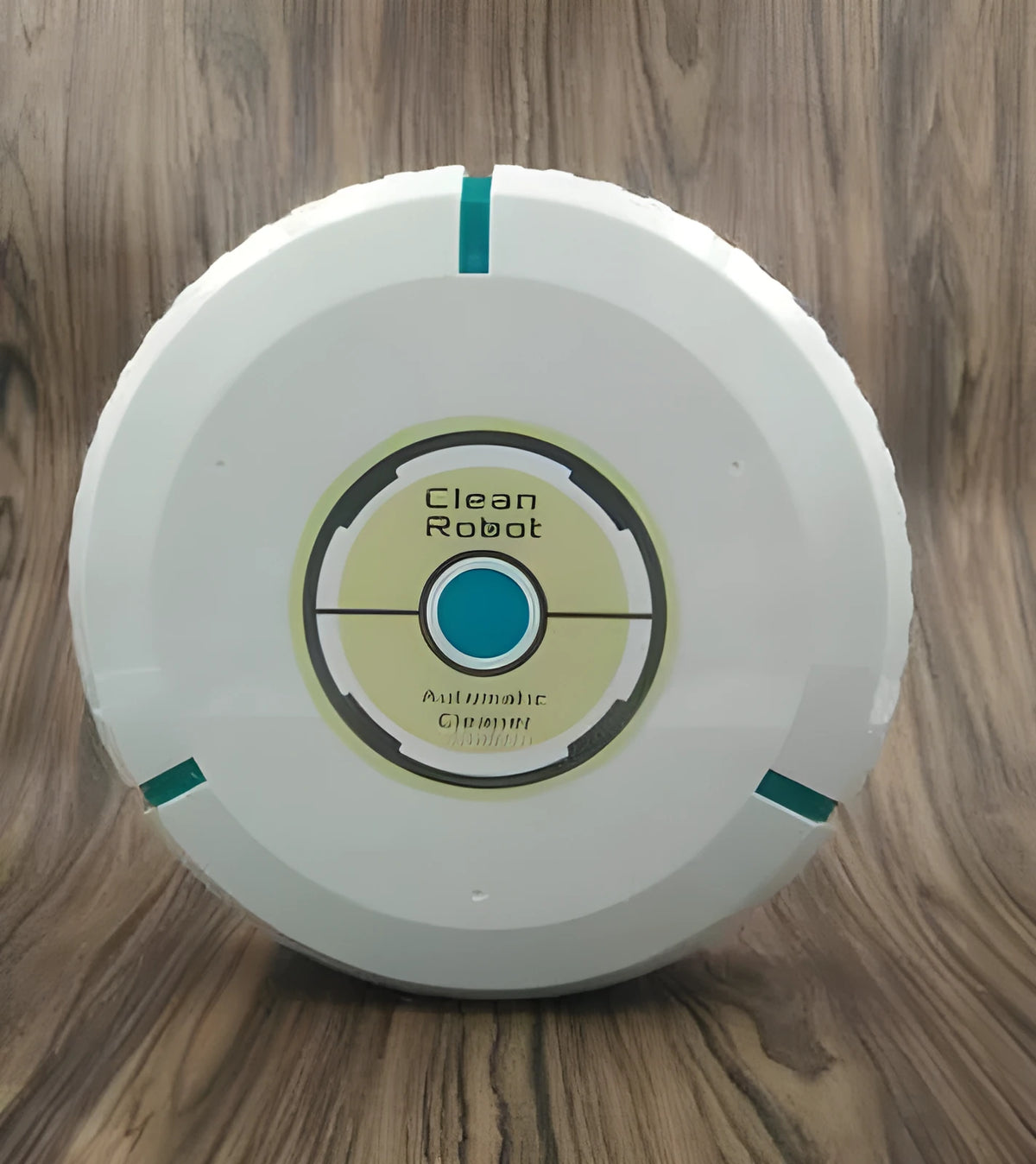 Black or white automatic sweeping robot vacuum cleaner on wooden floor