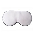 Double-sided mulberry silk sleep mask in multiple colours showing embroidered print and adjustable strap.