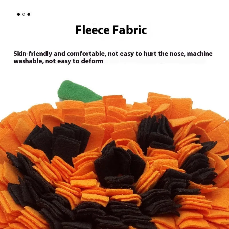 Orange polar fleece pet smell mat measuring 25x34x3cm for dog feeding enrichment