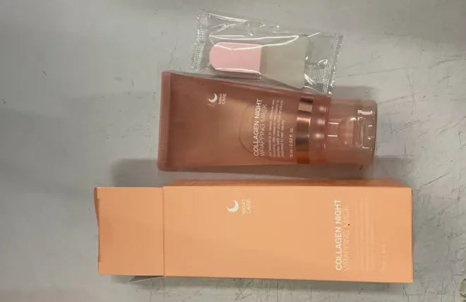 Collagen night face mask in 75ml bottle with application brush for firming and hydration