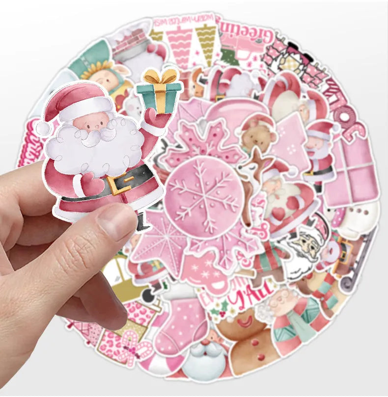 50 Christmas waterproof stickers in cute TQ50-0376 design for cars, phones, computers