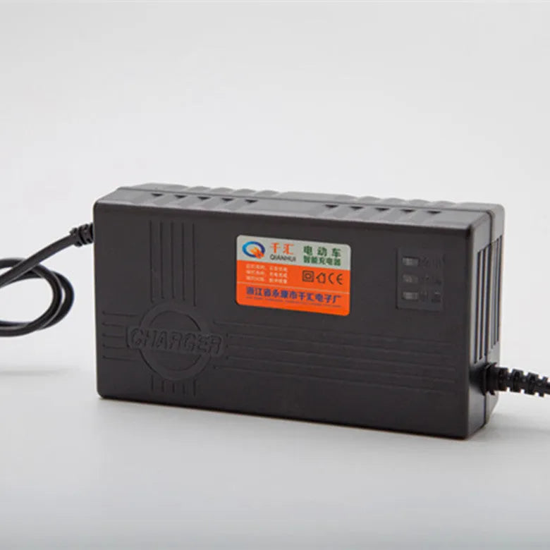 Black 72V20AH electric car charger with 2.5A output and compact 165mm design for lead-acid batteries
