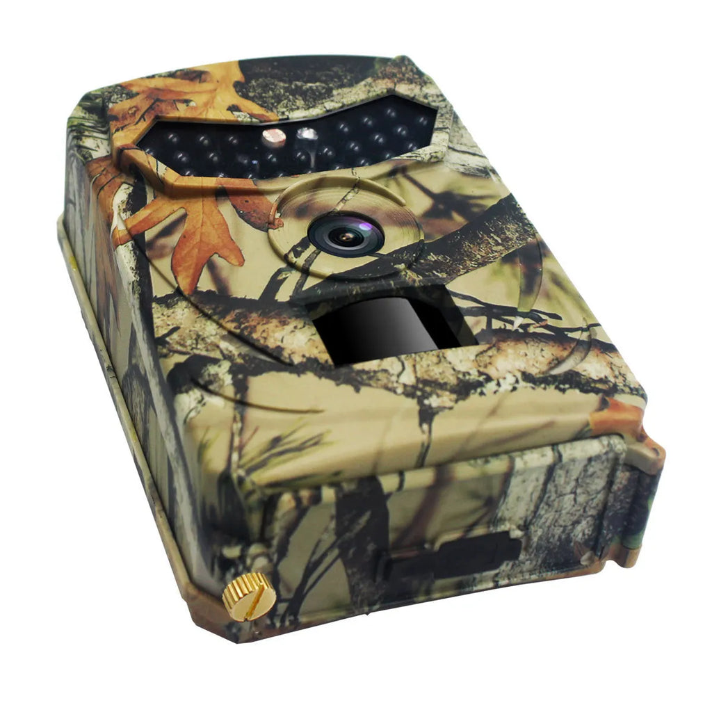 Yellow brown 16MP hunting game camera with infrared night vision for outdoor wildlife monitoring