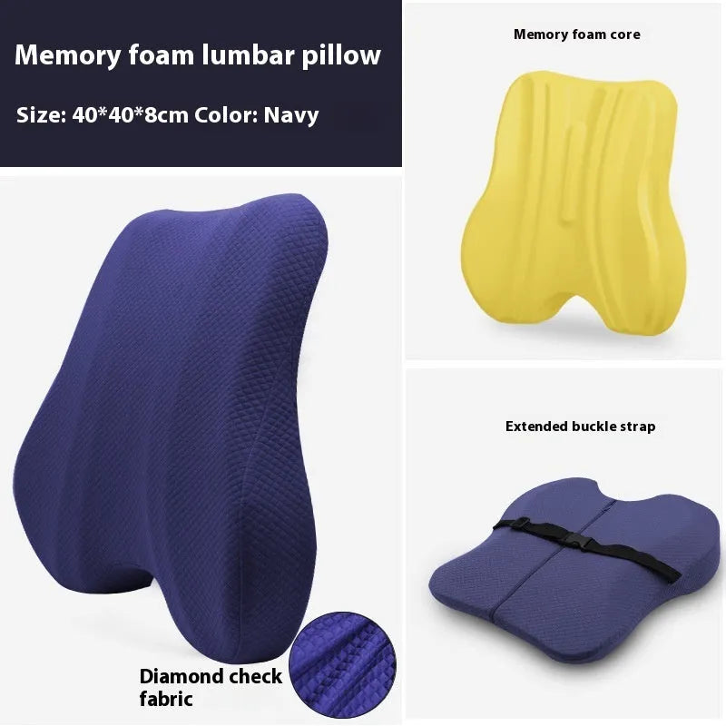 Rectangular grey lumbar support cushion for office chairs, 40x40x8cm with polyester filling