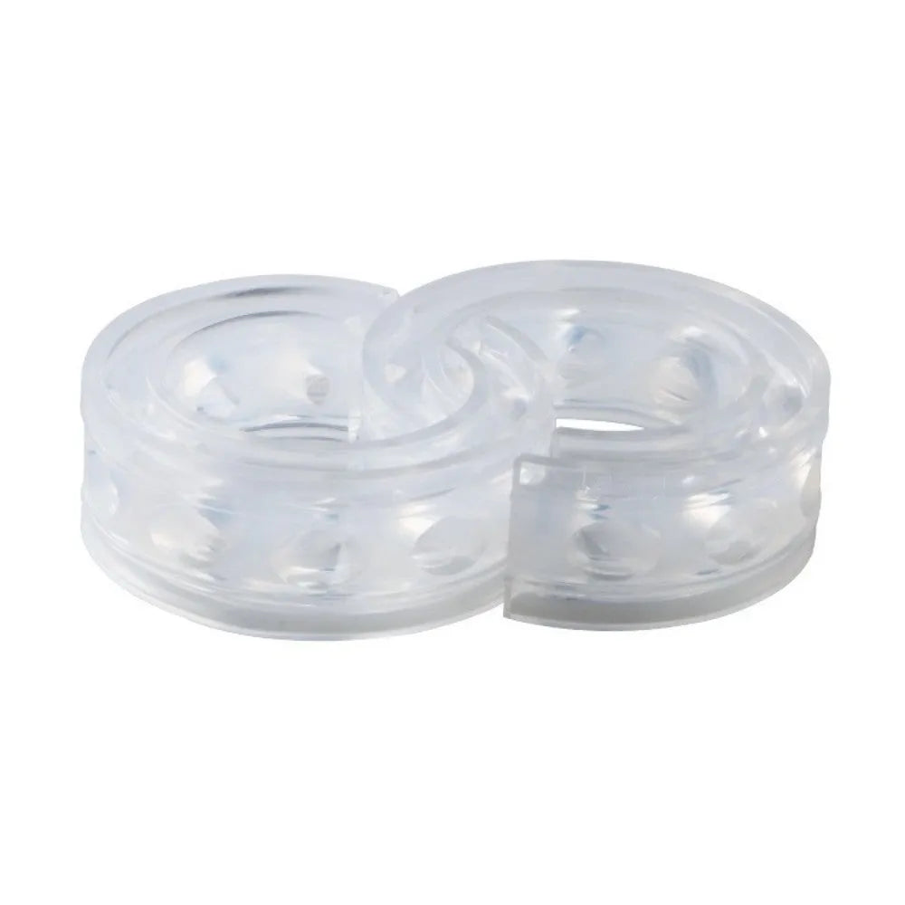 Transparent rubber shock absorber buffers for car springs in six sizes with visible spring gap.