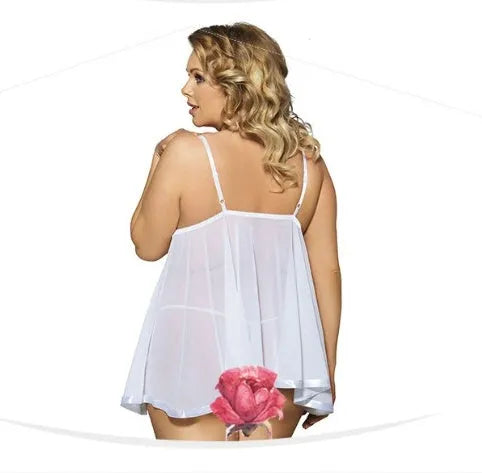 Women's seamless lace sleepdress with mesh panels in multiple colours and sizes up to 6XL