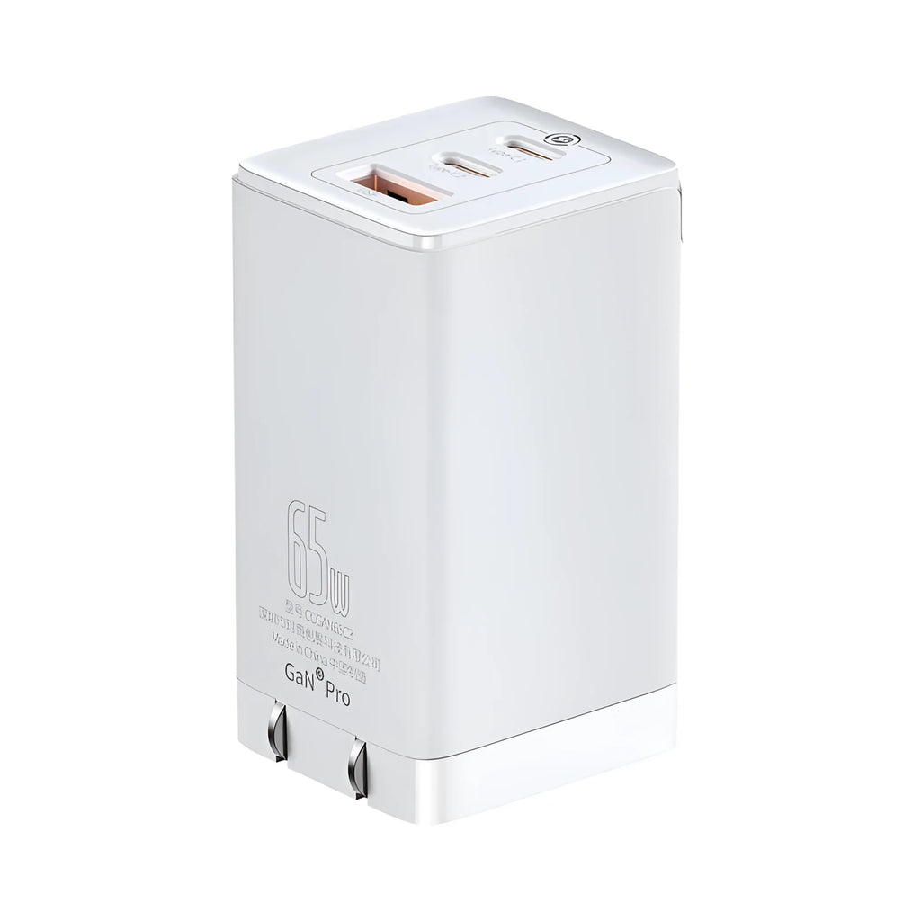 White multi-port car charger with USB and Type-C interfaces for vehicle charging