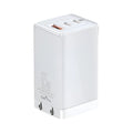 White multi-port car charger with USB and Type-C interfaces for vehicle charging