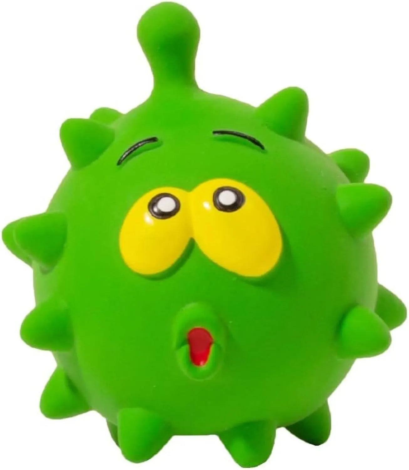 Set of colourful natural latex dog squeaky balls with bumpy surfaces and cute faces for teeth cleaning play