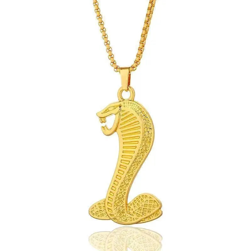 Gold-coloured geometric pendant necklace with inlaid zircon stones and alloy construction