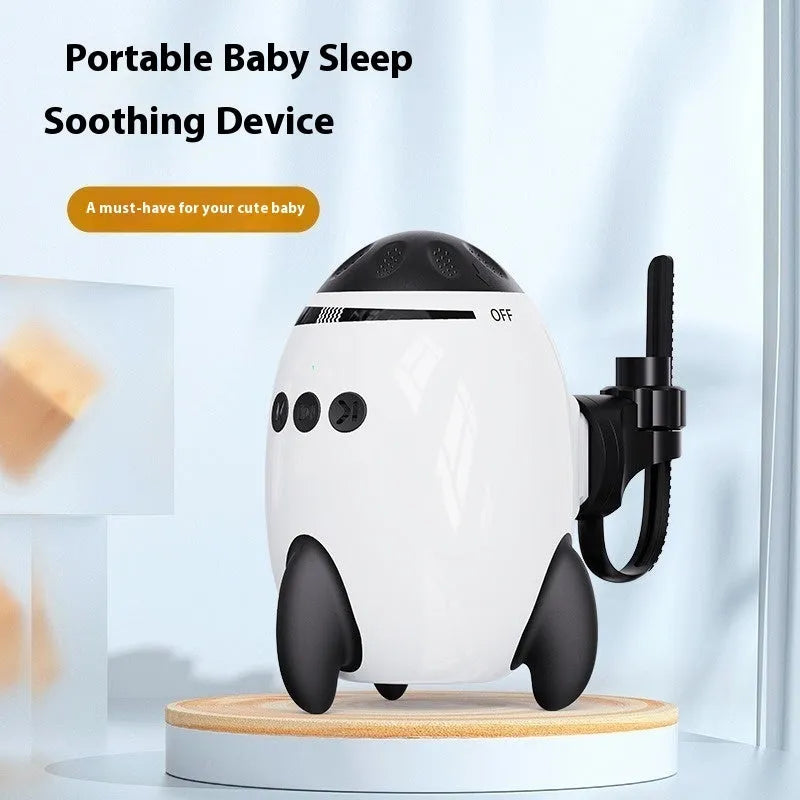 White rectangular baby sleep comforter device with automatic shaking and Bluetooth connectivity