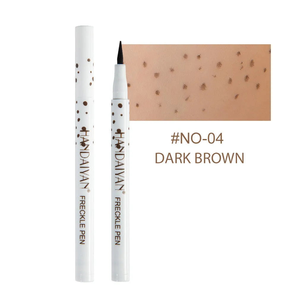 Dark brown freckle pen with precision tip for applying natural-looking waterproof fake freckles