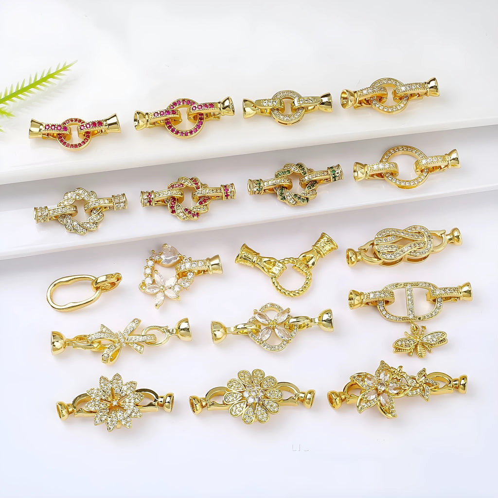 Small gold plated necklace clasp with electroplated finish for DIY jewellery projects