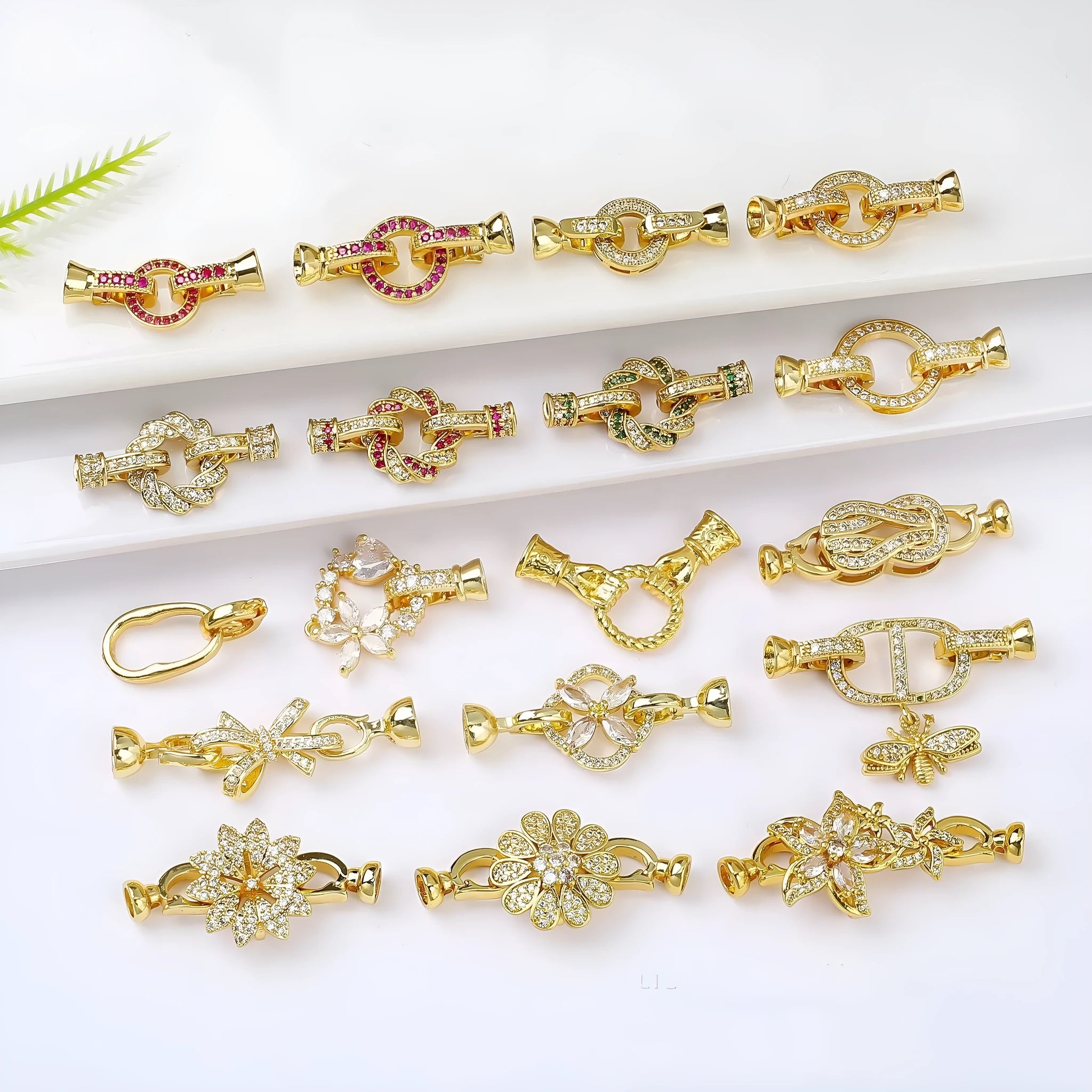 Small gold plated necklace clasp with electroplated finish for DIY jewellery projects
