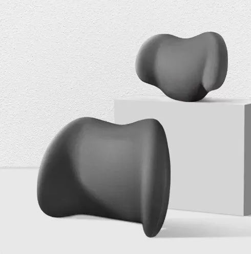 Memory foam car seat cushion set showing separate headrest pillow and waist support cushion