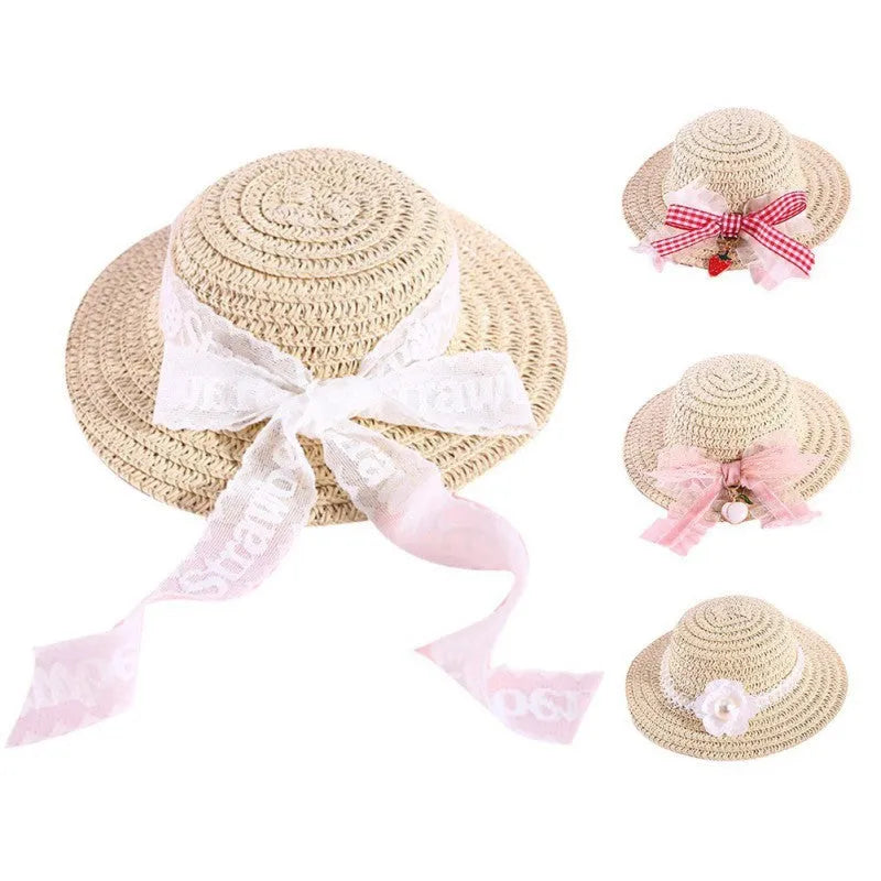 Handmade paper pet hat with adjustable bowknot for dogs and cats in cartoon style