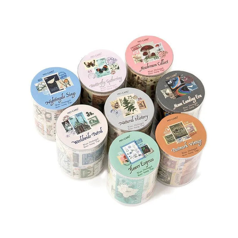 55mm wide x 2m long coated paper sticker roll for DIY journal decoration in retro patterns