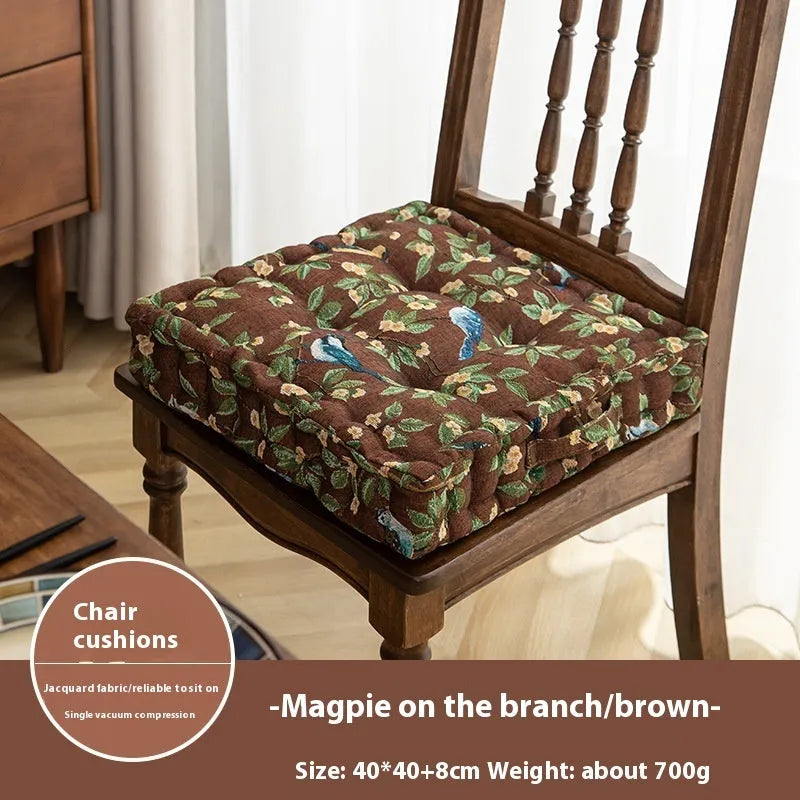 American style dining chair cushion measuring 40x40x8cm with floral pattern and solid colour options