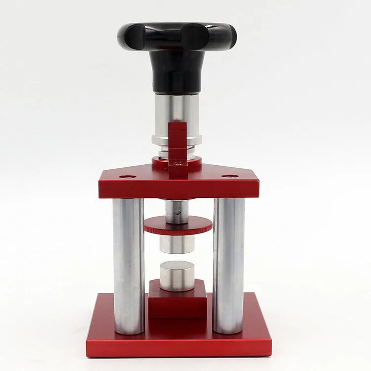 Watch repair tool with spiral cap presser and 20 plastic molds for back cover pressing