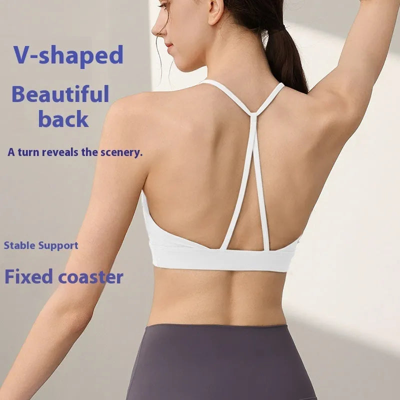 Women's nylon sports vest with fixed double-shoulder straps in multiple colours.