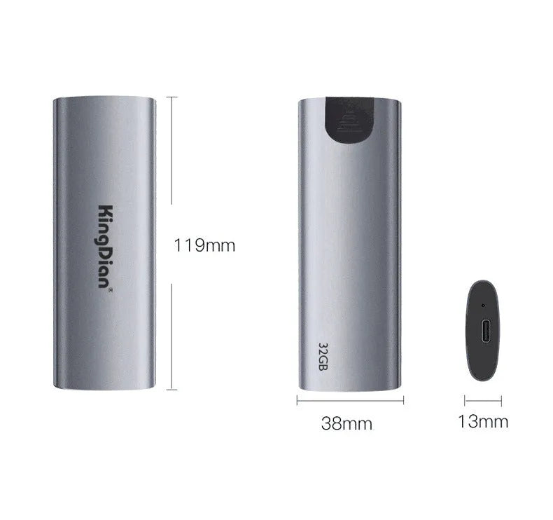 Grey mobile SSD external hard drive for phones with USB 3.0 connection
