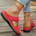 Roman style slope heel slippers with fish mouth toe design in multiple colour options