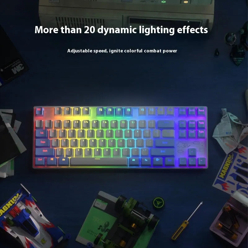 Wireless Bluetooth mechanical keyboard with metal construction in purple or blue colour options
