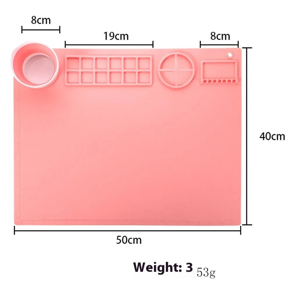 Silicone double bowl painting mat for watercolour and oil painting in various colours