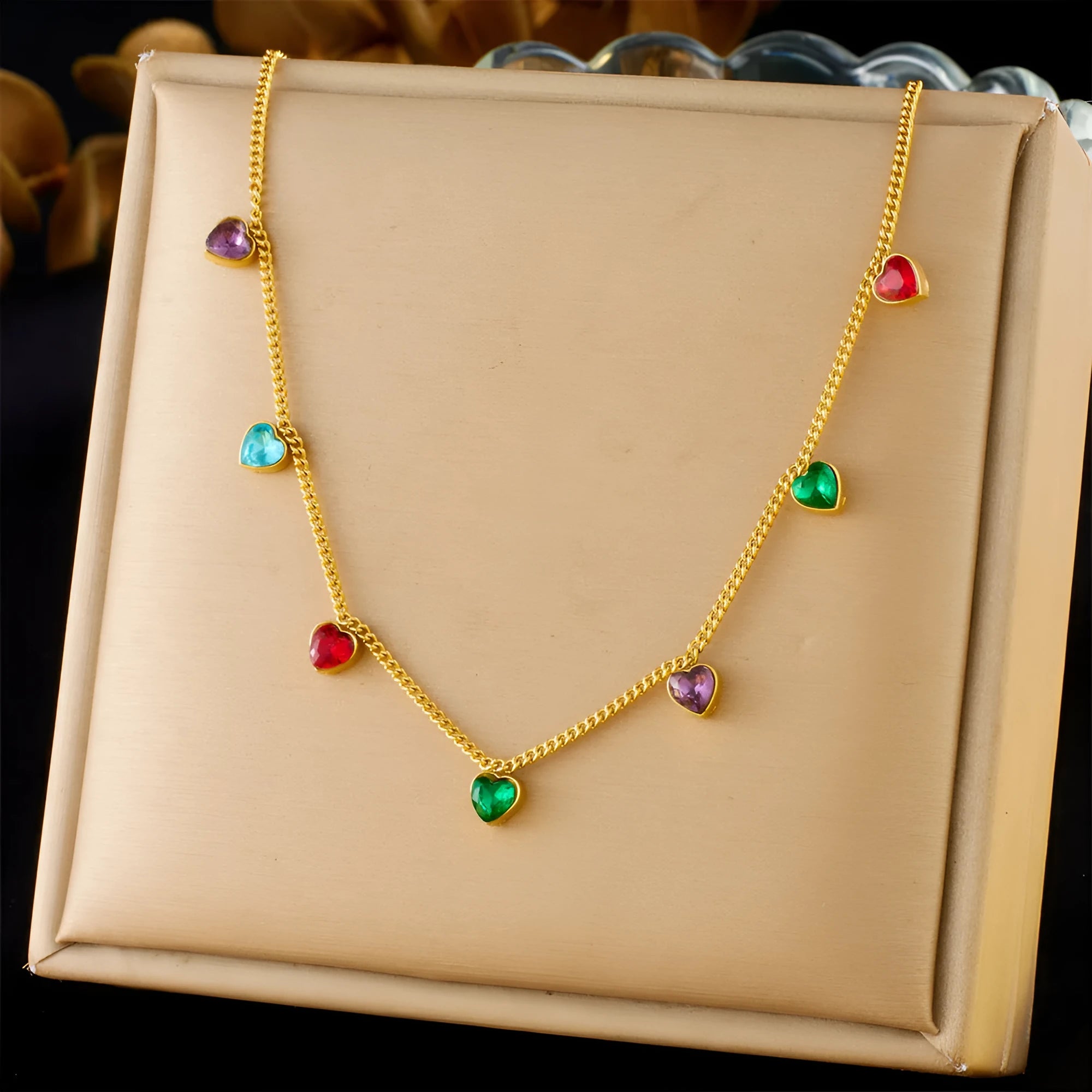 Women's gold-plated stainless steel necklace with heart pendant on 41-50cm chain